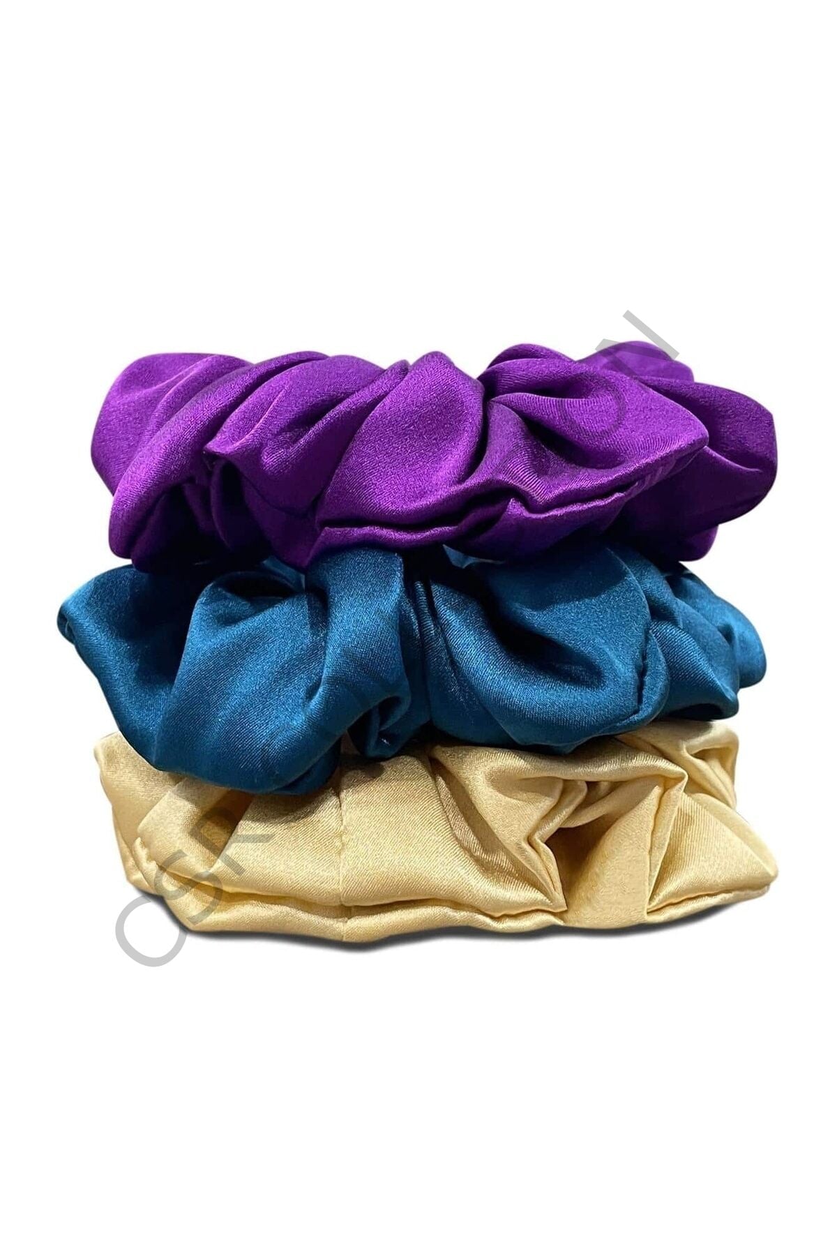 Kadın 3'lü Saten Toka Seti gold-indigo-mor - Tek Ebat