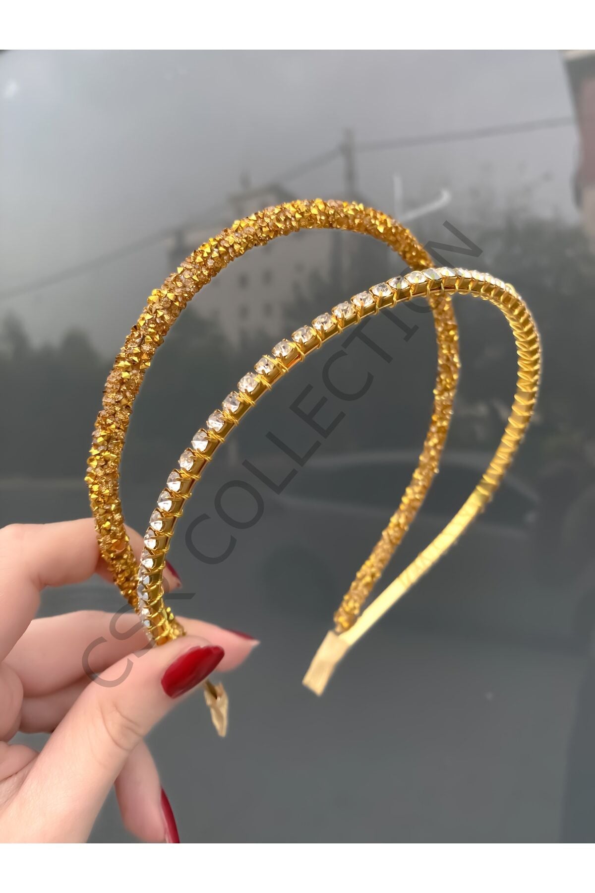 Gümüş Parıltılı Ikili Taç gold - Tek Ebat