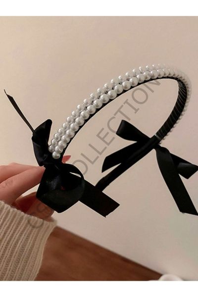Çift Sıralı Cam Inci Fiyonk Detaylı Taç