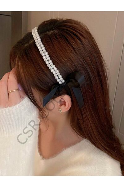 Çift Sıralı Cam Inci Fiyonk Detaylı Taç