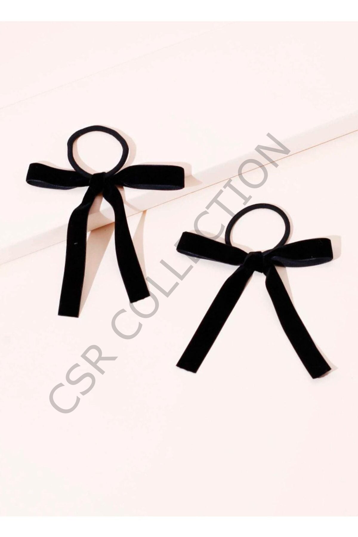 2li Ipek Kadife Fiyonk Toka siyah - Tek Ebat
