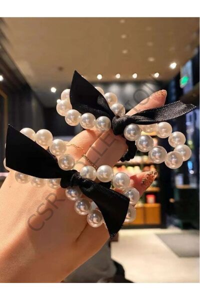 Cam Incili Fiyonk Detaylı Lastik Toka siyah - Tek Ebat