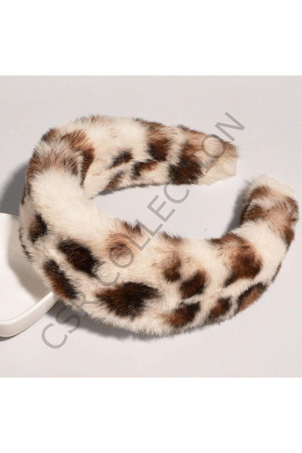 Leopar Desen Peluş Taç