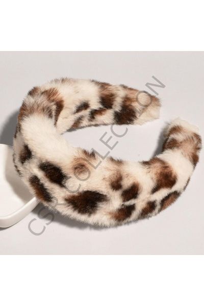 Leopar Desen Peluş Taç