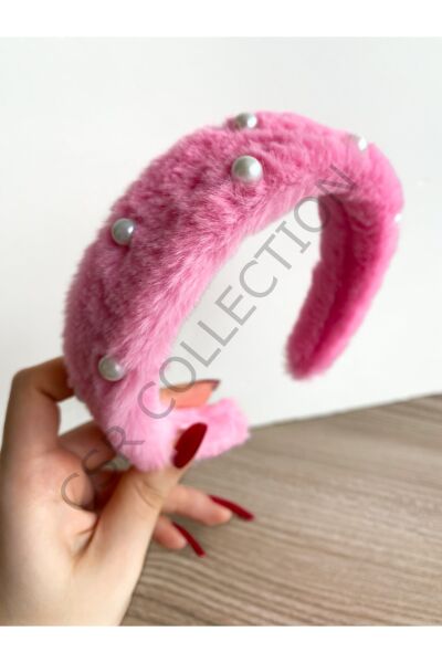 Incili Peluş Taç pembe - Tek Ebat