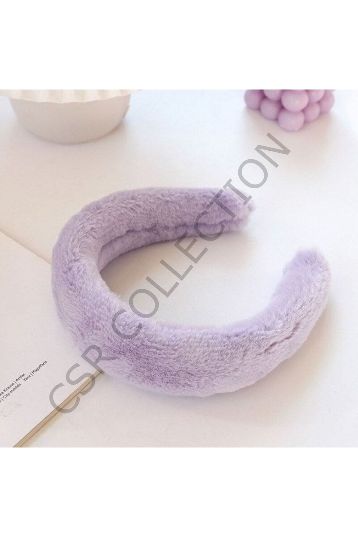 Tüylü Peluş Taç lila - Tek Ebat