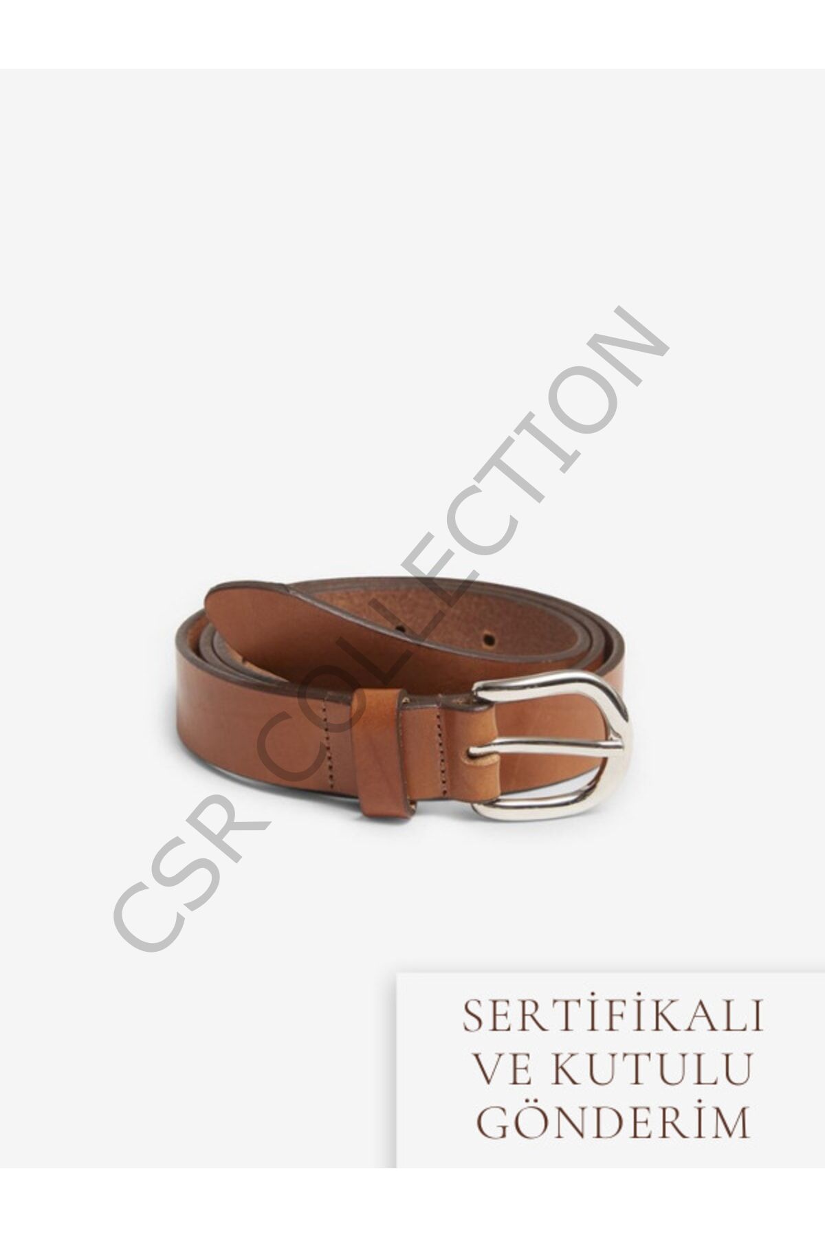 Klasik Model Suni Deri Kemer kahve - Tek Ebat