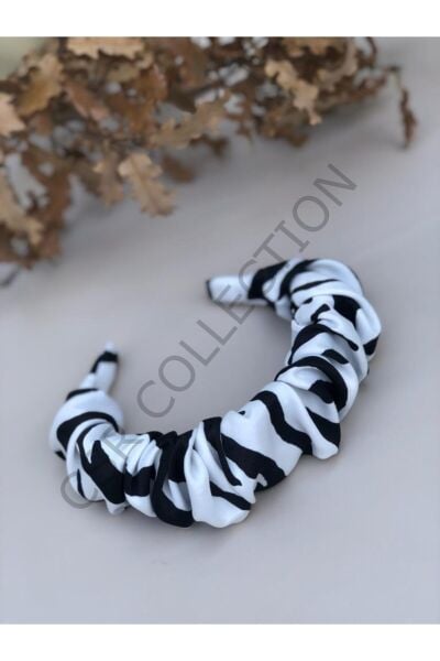 Zebra Saten Büzgü Taç