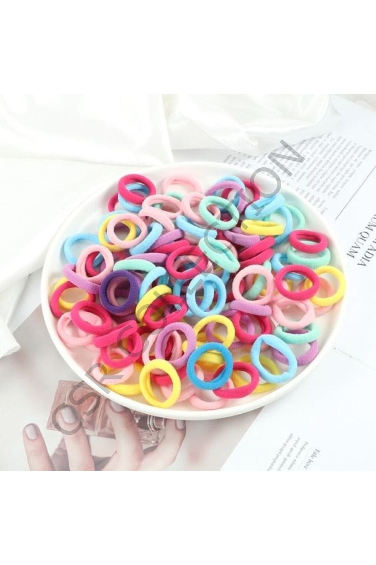 50’li Kadın Renkli Saç Lastik Toka Seti soft rainbow - Tek Ebat