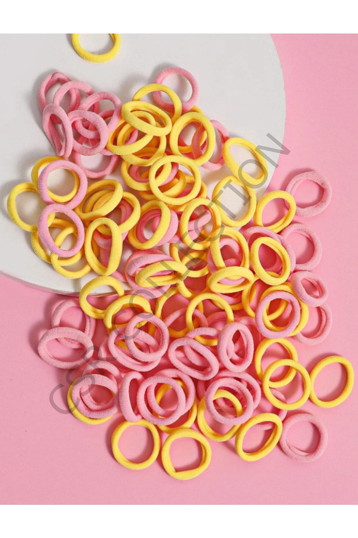 50 Adet Lastik sarı-pembe - Tek Ebat