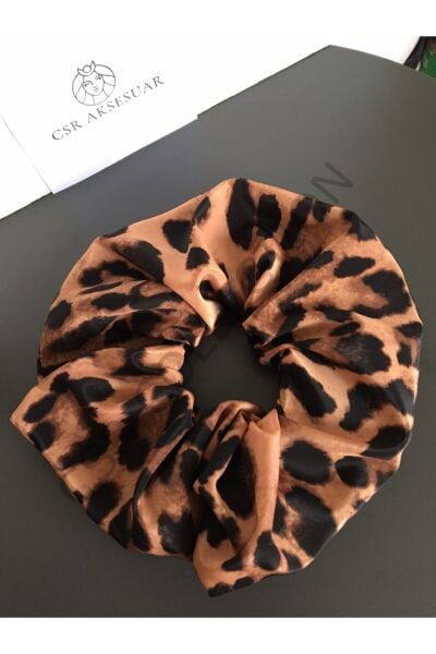 Orta Boy Leopar Ipek Saten Toka
