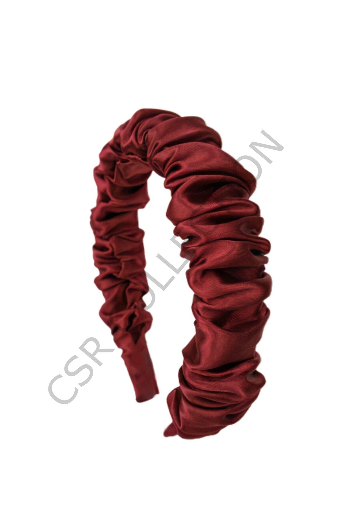 Bordo Saten Büzgülü Taç