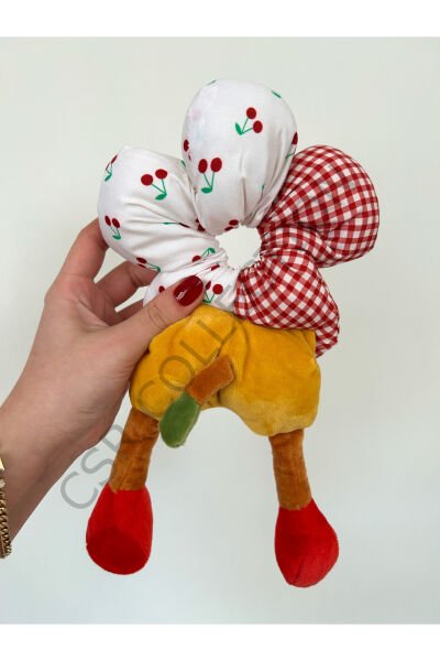 Peluş figürlü papatya puf toka Çok Renkli
