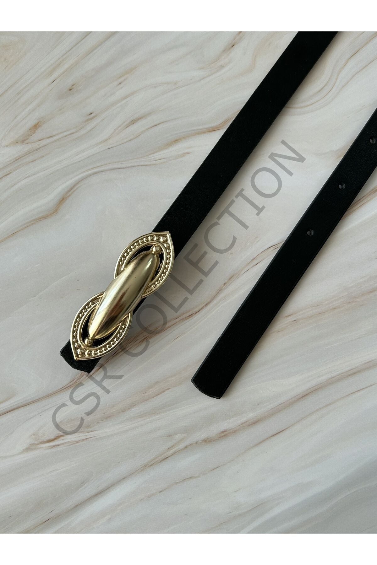 Gold tokalı deri kemer vintage - 100 cm