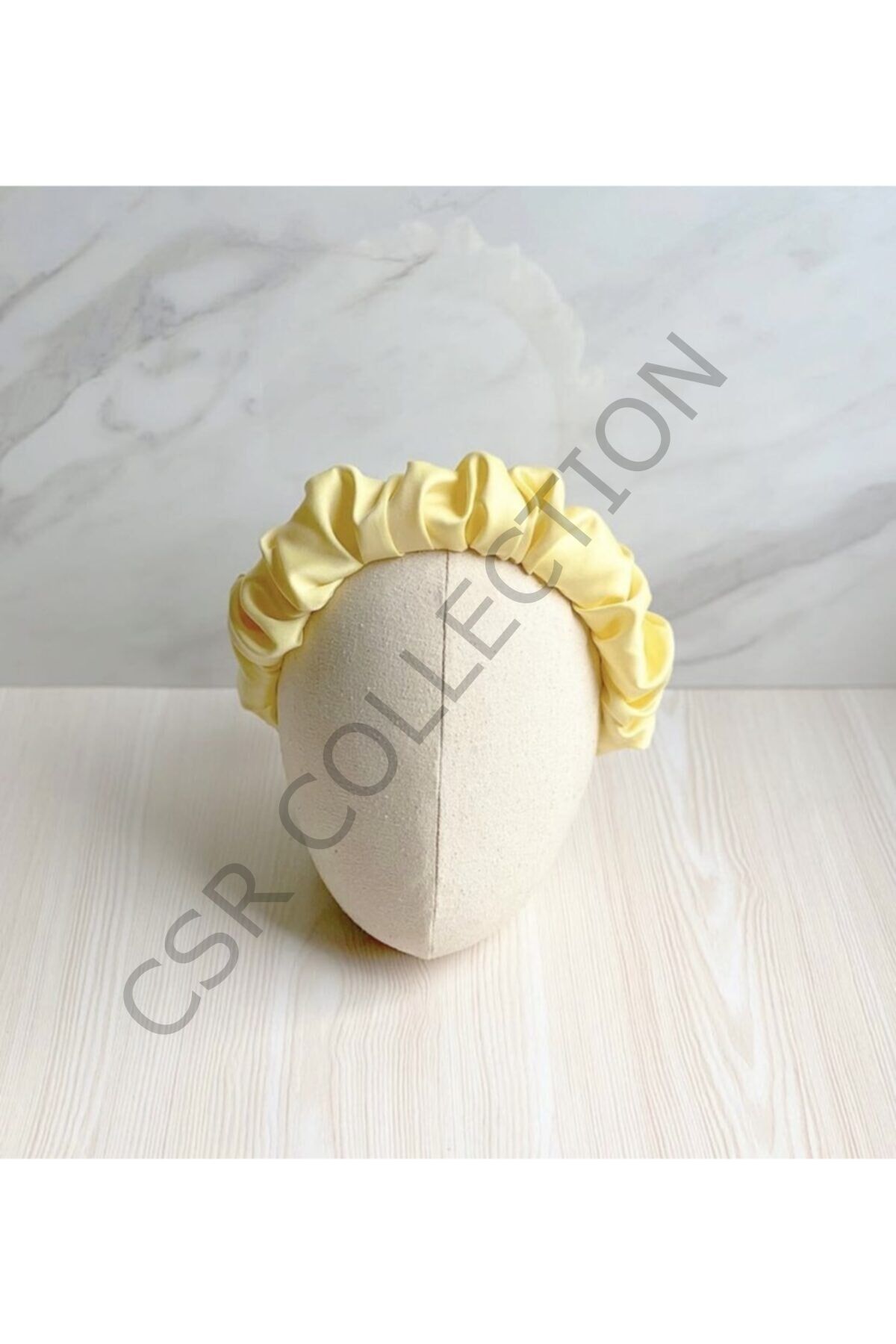 Saten Lastikli Bebek Bandanası Soft sarı - Tek Ebat
