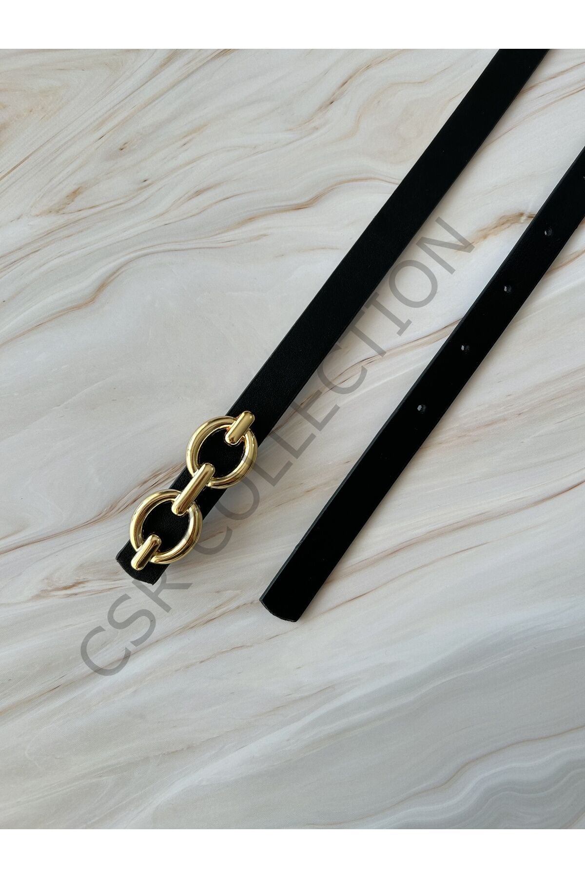 Gold tokalı deri kemer çift oval - 100 cm