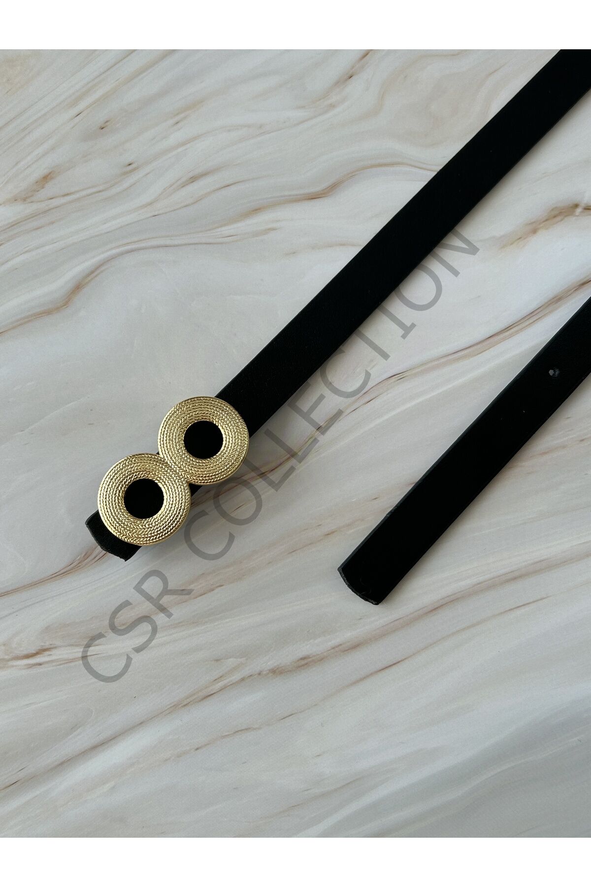 Gold tokalı deri kemer daire - 100 cm