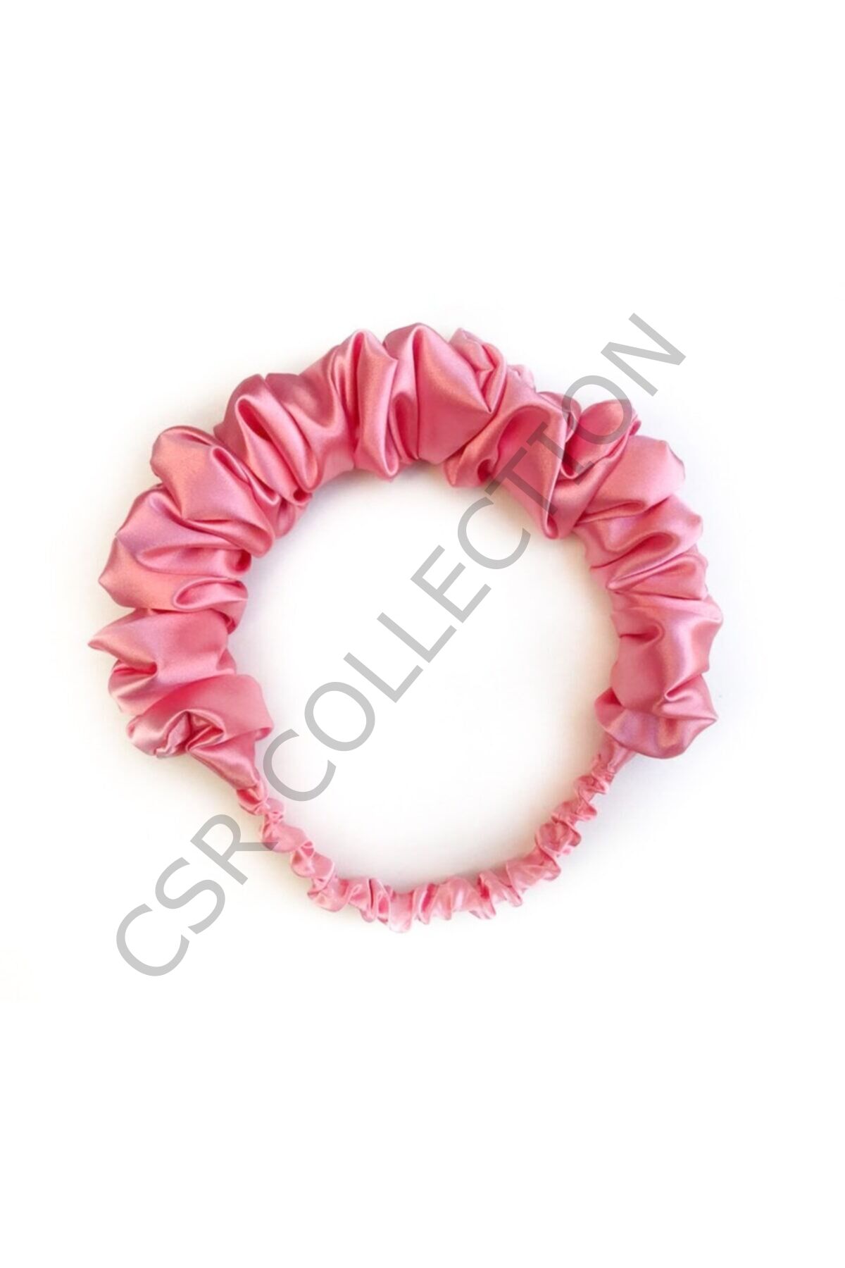 Pembe Saten Lastikli Bebek Bandanası Pembe - Tek Ebat