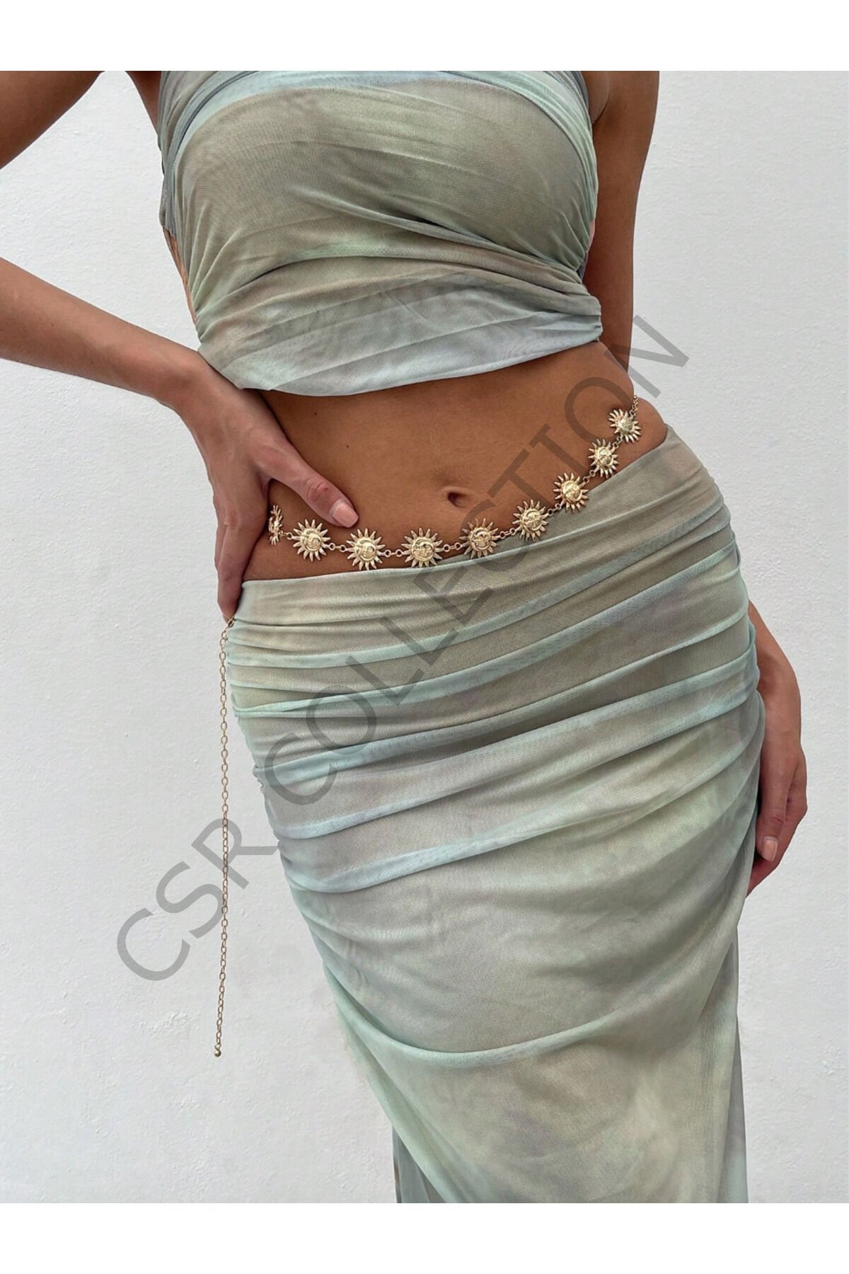Güneş Detaylı Vücut & Bel & Elbise & Pantolon & Etek Zincir Kemeri gold güneş - 100 cm