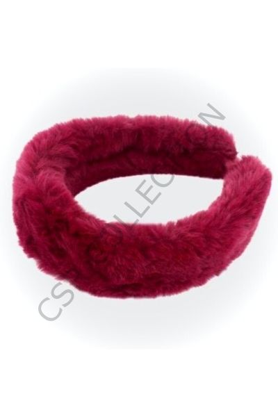 Bordo Tüylü Peluş Taç