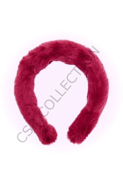 Bordo Tüylü Peluş Taç