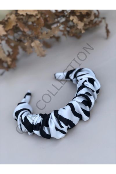 Zebra Saten Büzgü Taç