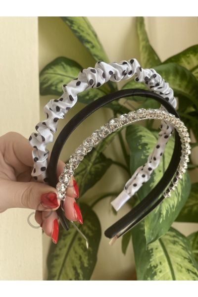 3lü saten ve kristal taşlı taç seti