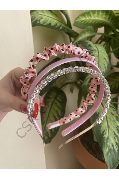 3lü saten ve kristal taşlı taç seti