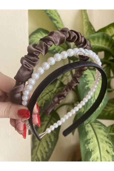3lü saten ve kristal taşlı taç seti