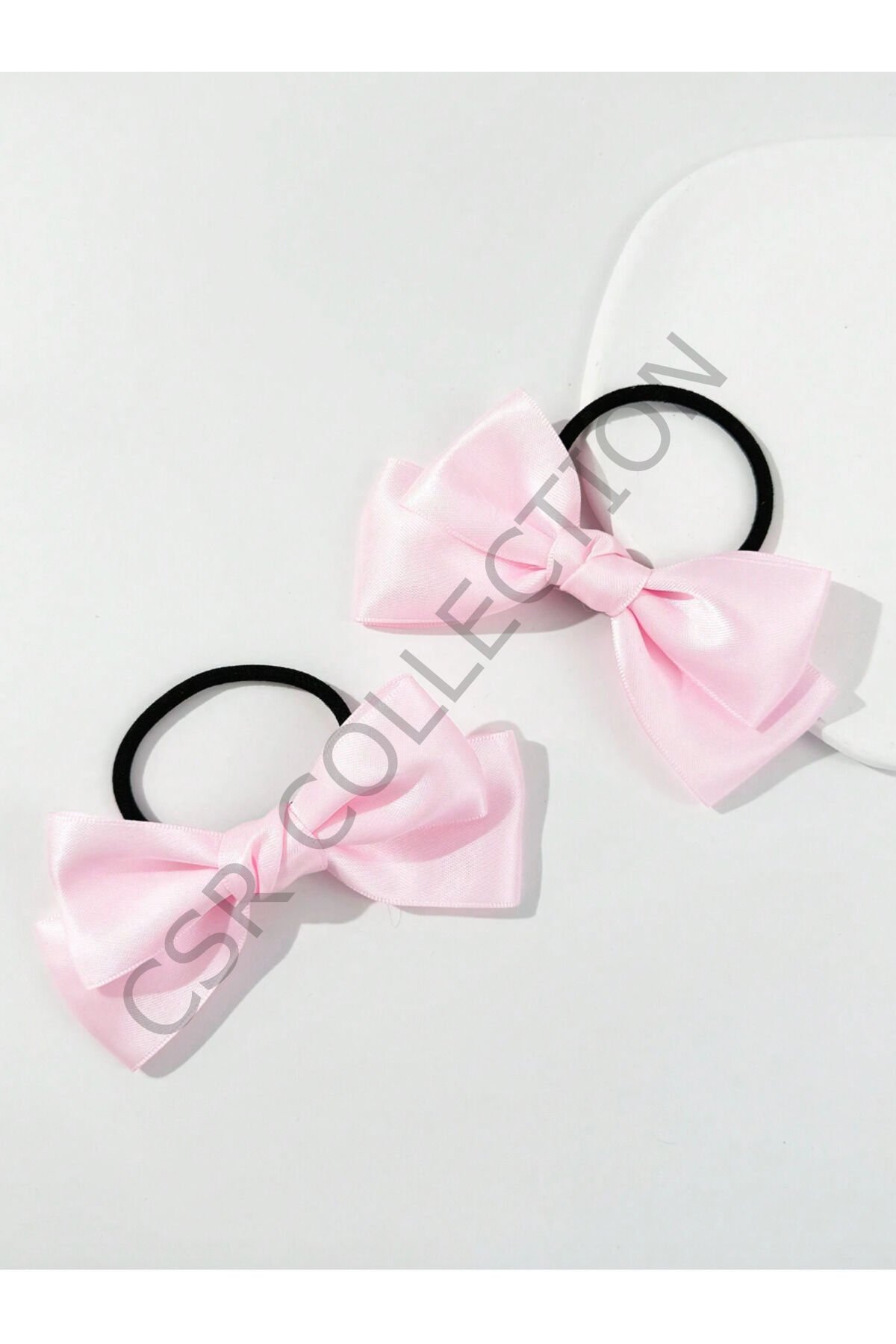2li saten fiyonk lastik toka Pembe - Tek Ebat