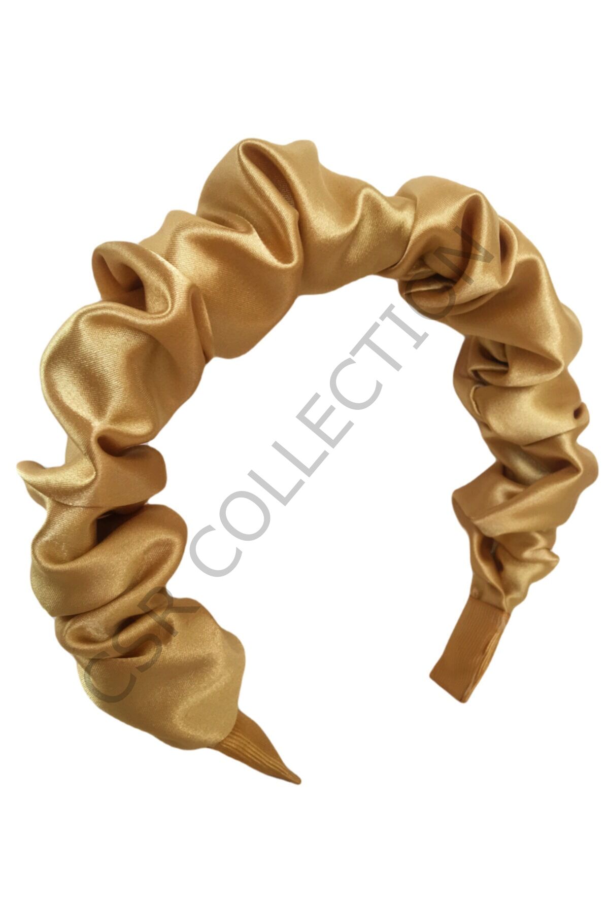 Parlak Gold Büzgülü Saten Taç gold - Tek Ebat