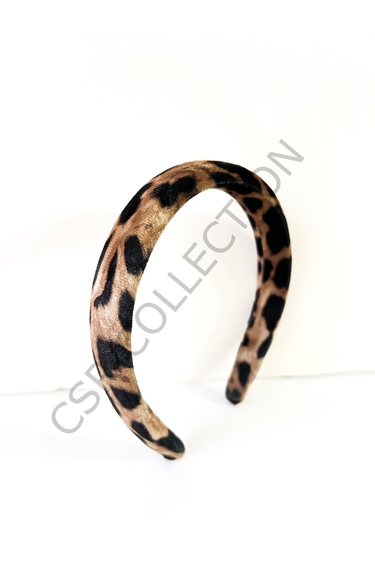 leopar dolgulu kadife taç Kahverengi