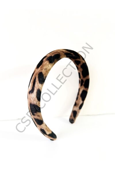leopar dolgulu kadife taç Kahverengi