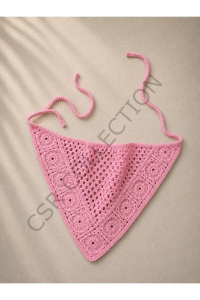 El Yapımı File Örgü Bandana – Çok Amaçlı Bel Şalı / Bohem Crochet / Yazlık Aksesuar (145x35x35)
