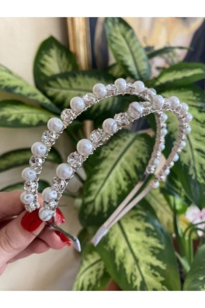 İncili ve Kristal Çift Sıralı Taç