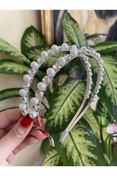 İncili ve Kristal Çift Sıralı Taç