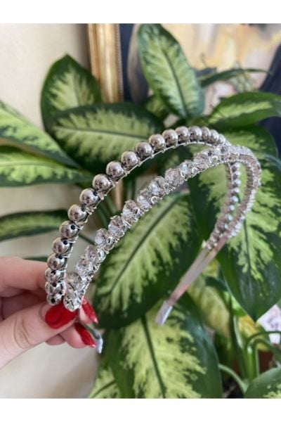 İncili ve Kristal Çift Sıralı Taç