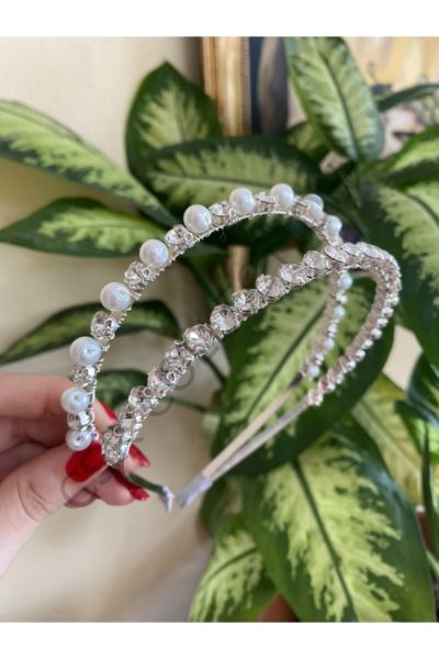 İncili ve Kristal Çift Sıralı Taç