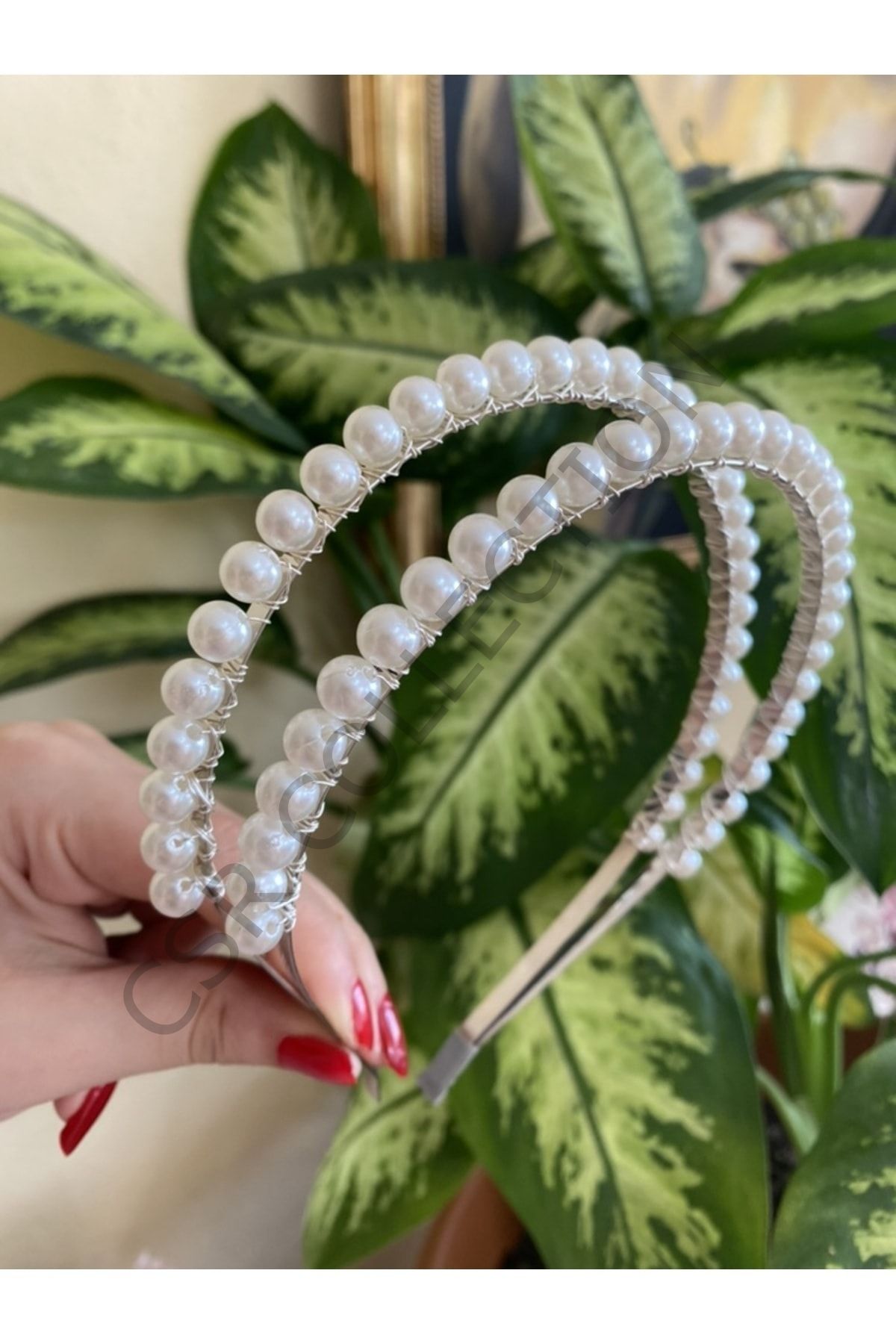 İncili ve Kristal Çift Sıralı Taç
