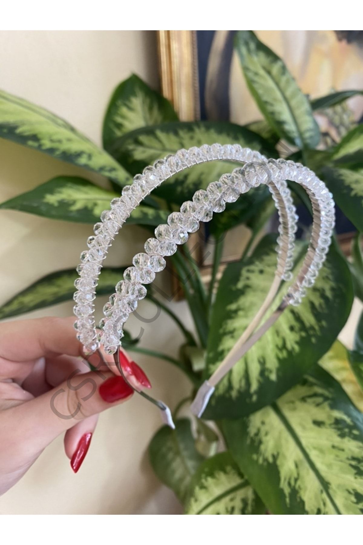 İncili ve Kristal Çift Sıralı Taç