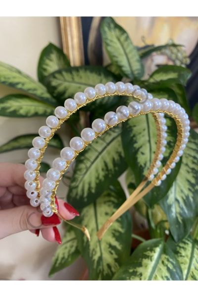 İncili ve Kristal Çift Sıralı Taç