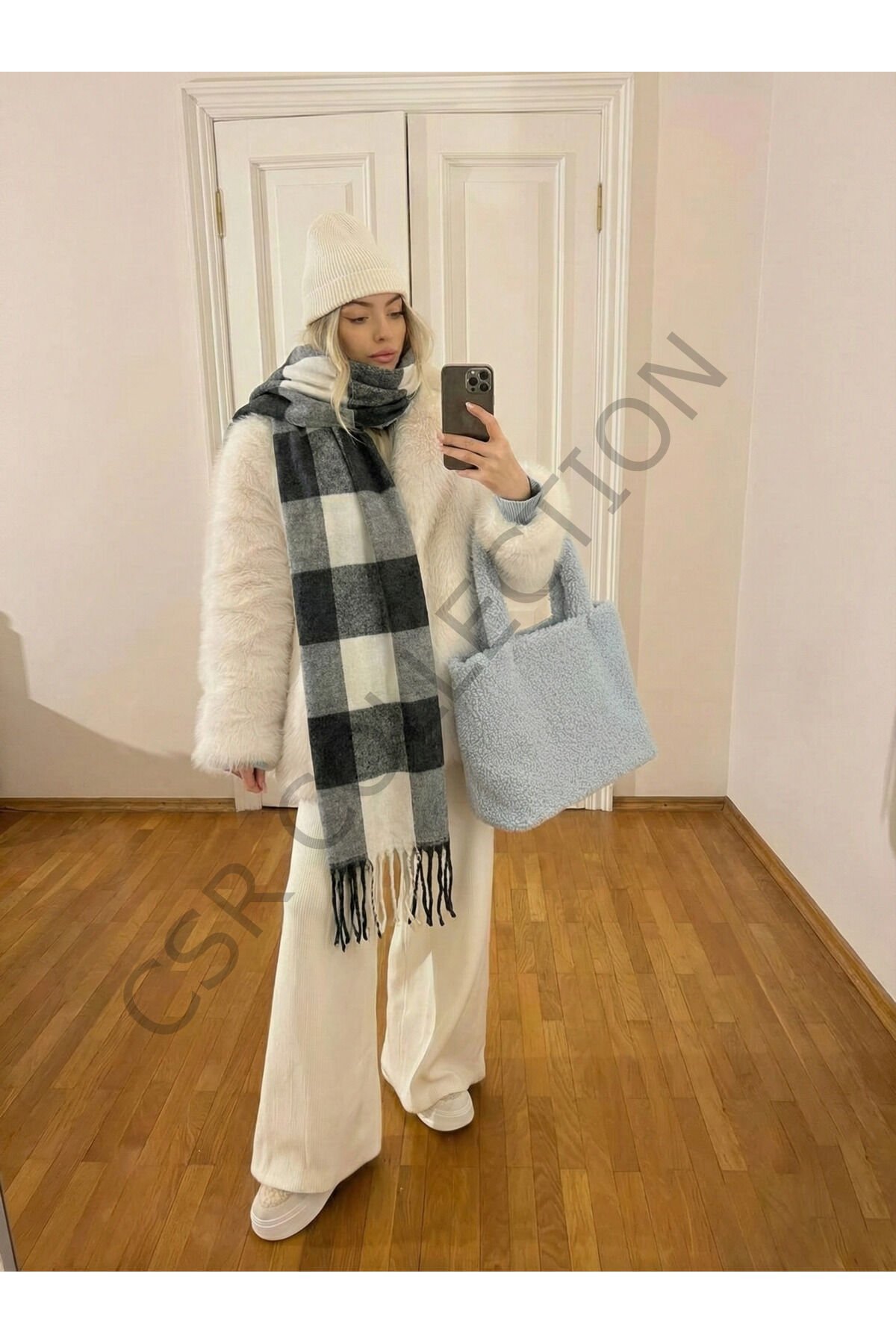 Puffy Renk Bloklu Atkı / Şal / Omuz Şalı