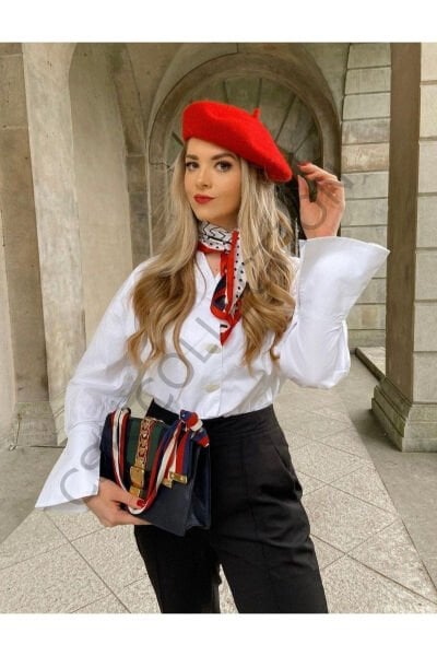 Kırmızı Fransız Ressam Keçe Bere Şapka