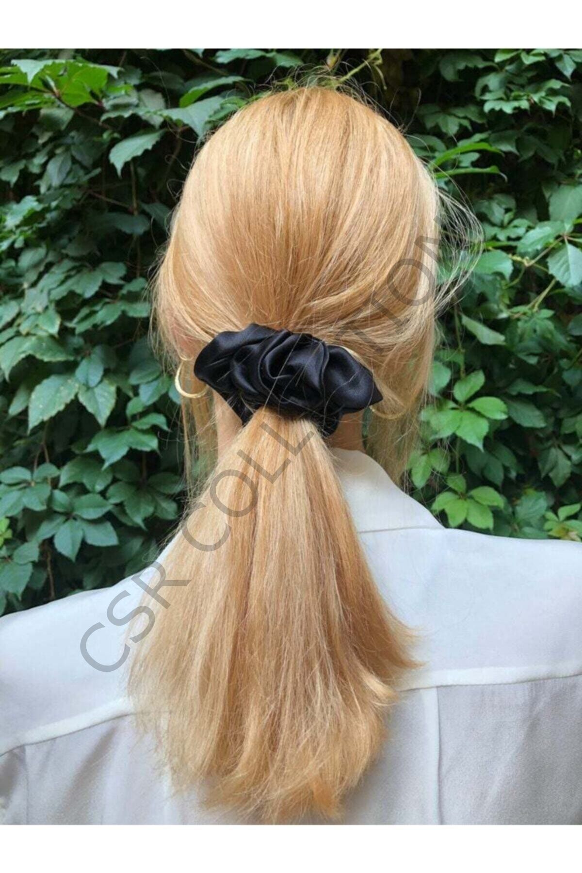 2 Adet Siyah Ipek Saten Lastik Toka
