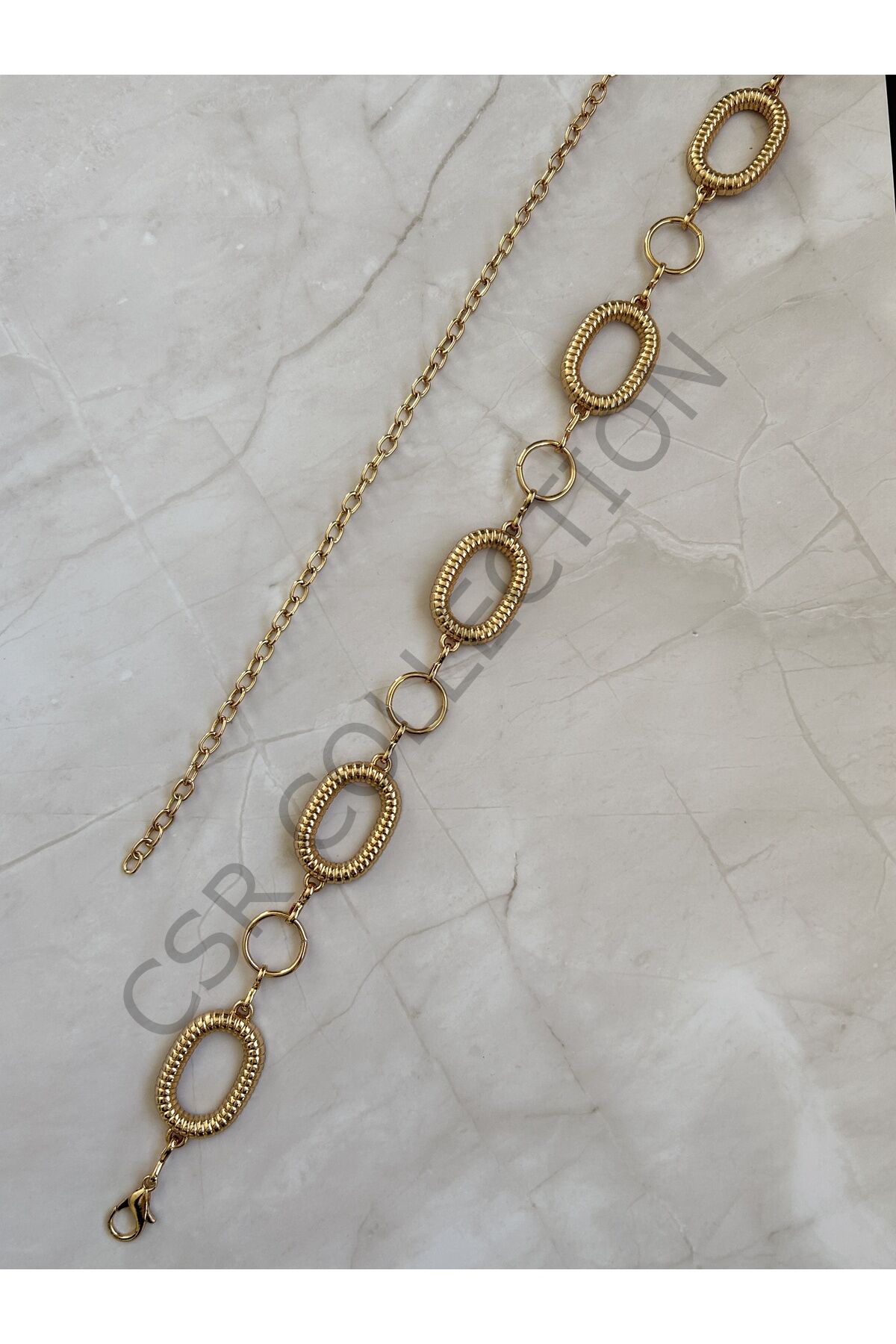 Gold Burgu Oval Halkalı Vücut & Bel & Elbise & Pantolon & Etek Zincir Kemer