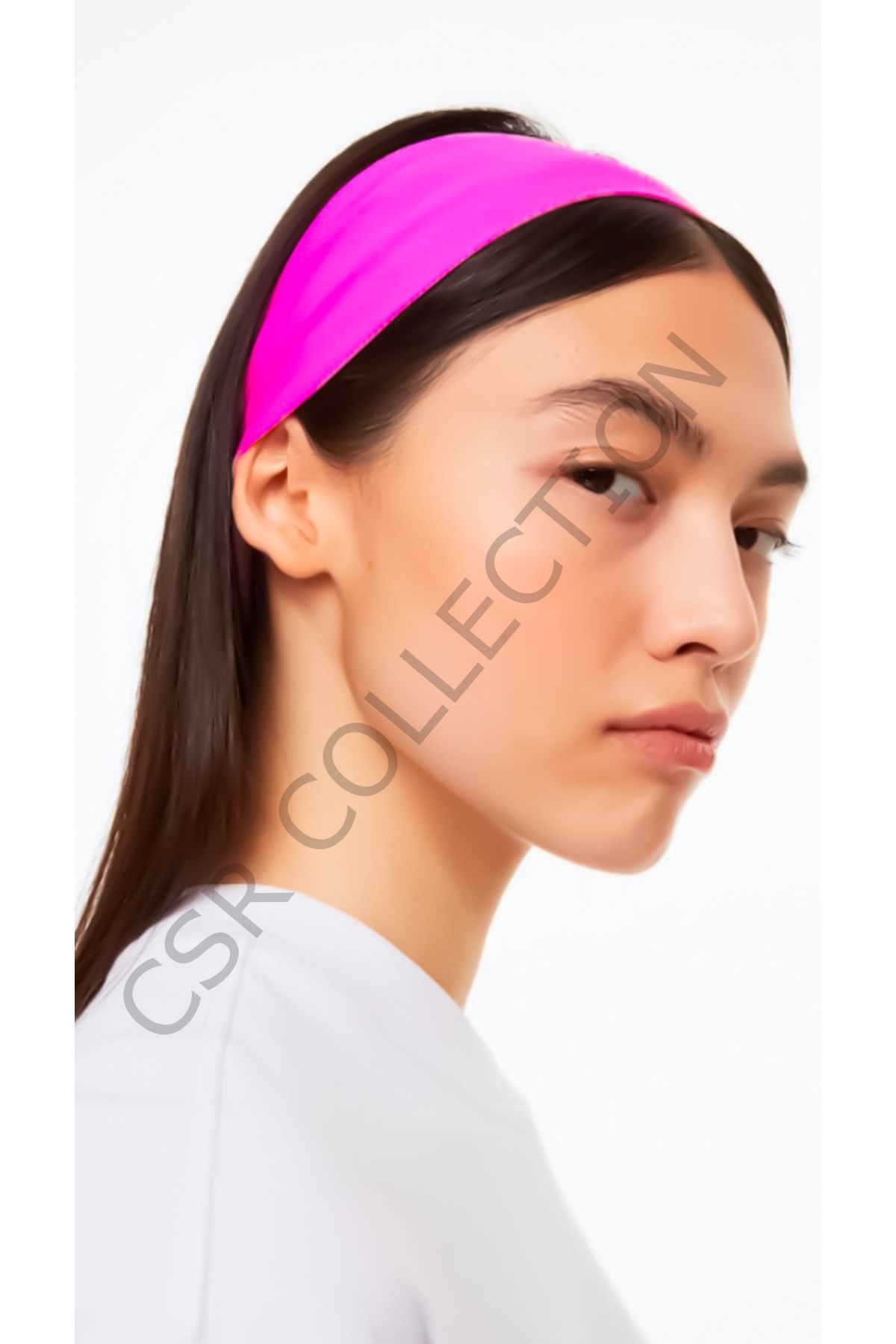 Kadın Fuşya Esnek Pamuklu Bandana Saç Bandı