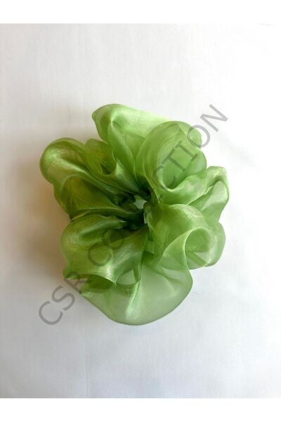 Organze Büyük Scrunchie Toka – Hacimli Tül Saç Tokası Yeşil