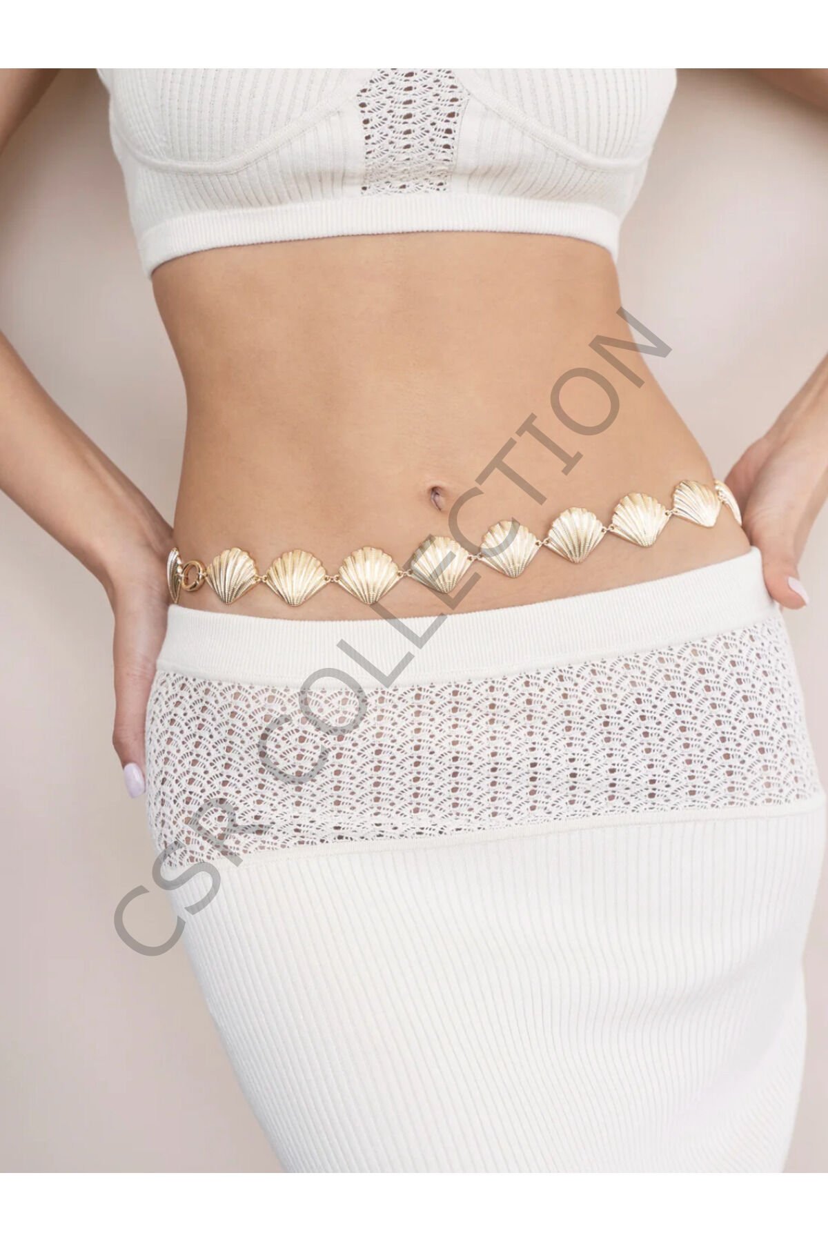 Midye Detaylı Vücut & Bel & Elbise & Pantolon & Etek Zincir Kemer / kolye