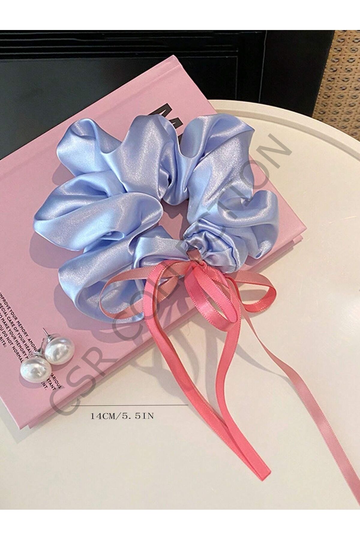 bağlama detaylı saten toka mavi - Tek Ebat