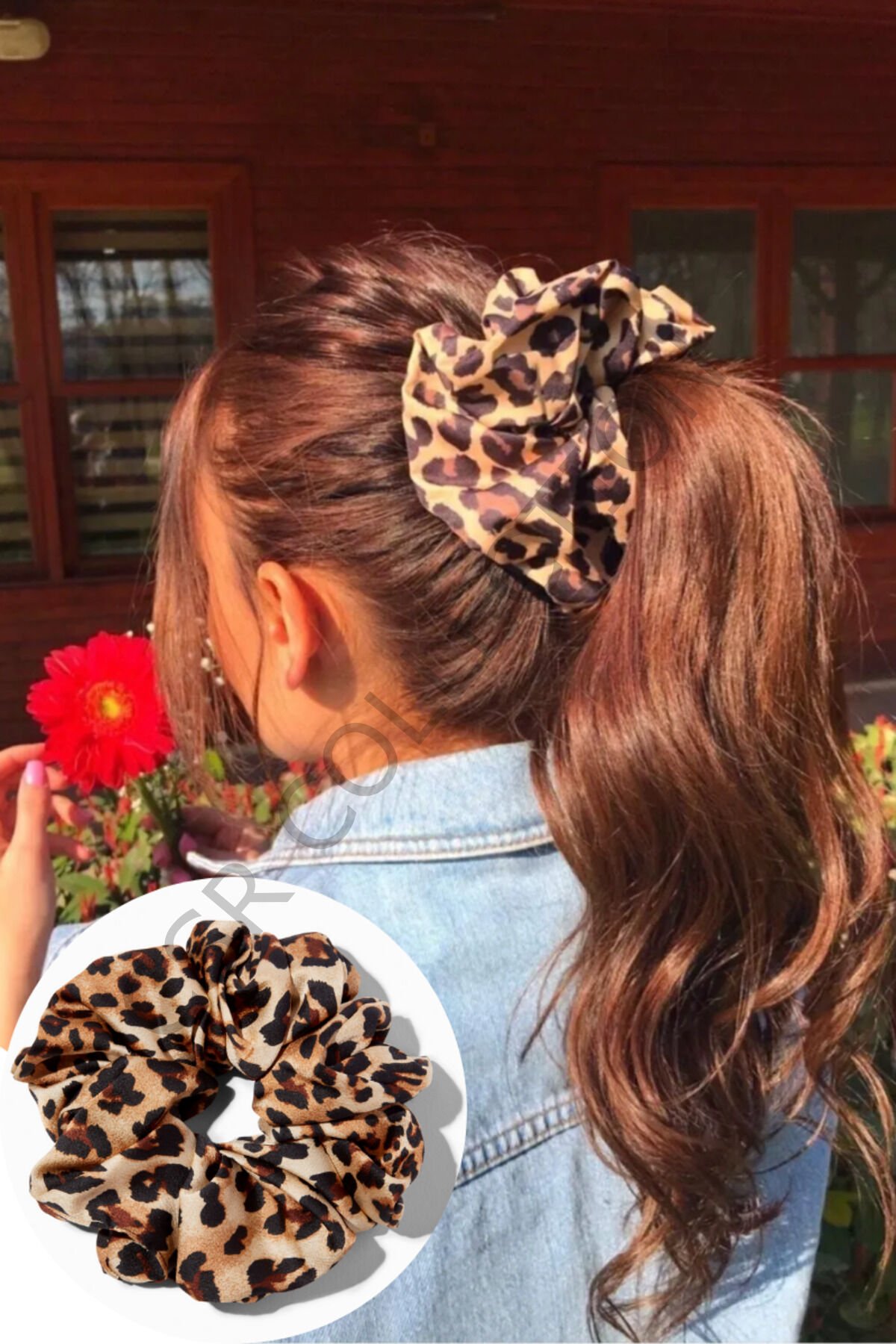 Büyük boy leopar saten toka
